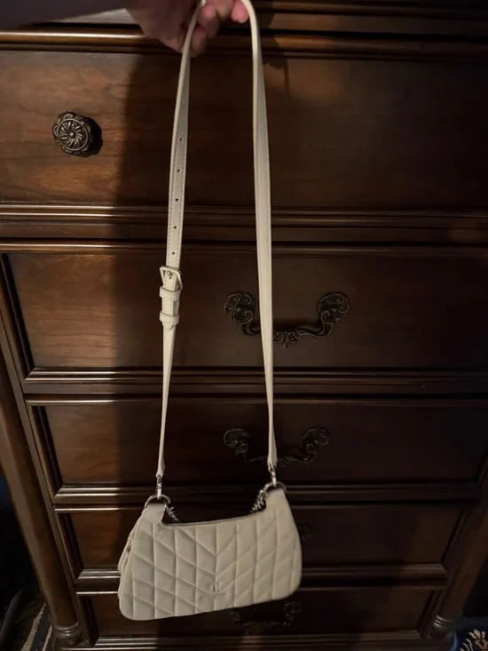 Karl Lagerfeld Quilted Cream Shoulder Bag with Silver Hardware - Picture 8 of 12